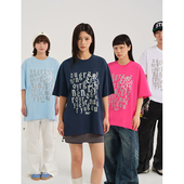 ins 潮牌复古男女t恤宽松嘻哈上衣街头风夏季 美式 复古涂鸦高街短袖