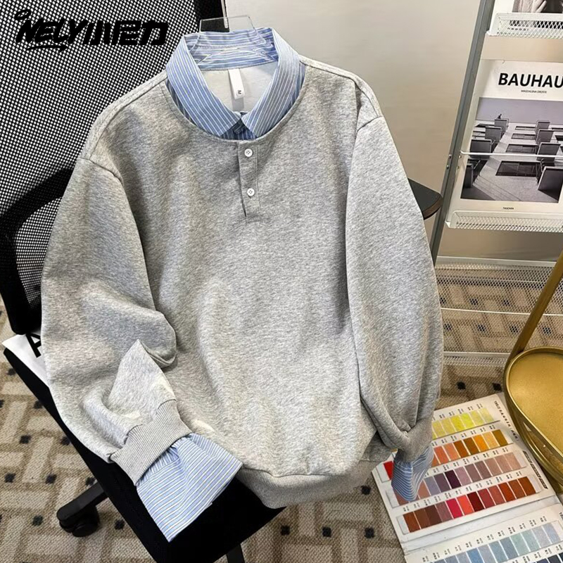 小尼力潮牌假两件卫衣