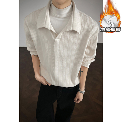 小尼力老钱风纹理感长袖T恤