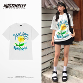 半袖 t恤纯棉ins潮流男女2026新款 宽松体恤 涂鸦字母向日葵短袖 夏季