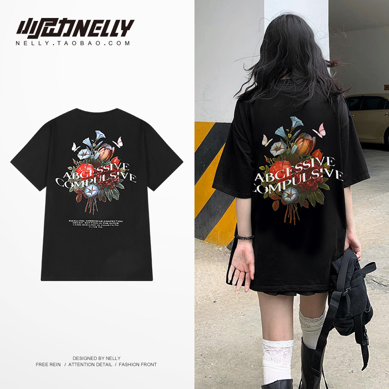 欧美风复古T恤男夏季美式街头嘻哈ins潮牌短袖港风国潮tee半袖bf