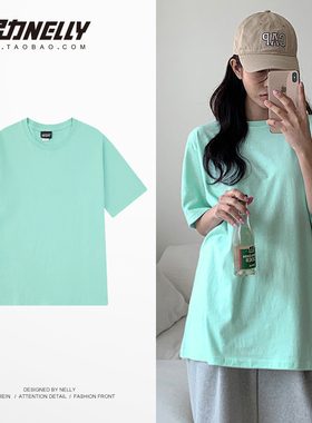 小尼力夏季220克重磅棉纯色短袖T恤男女潮牌宽松上衣百搭打底体恤