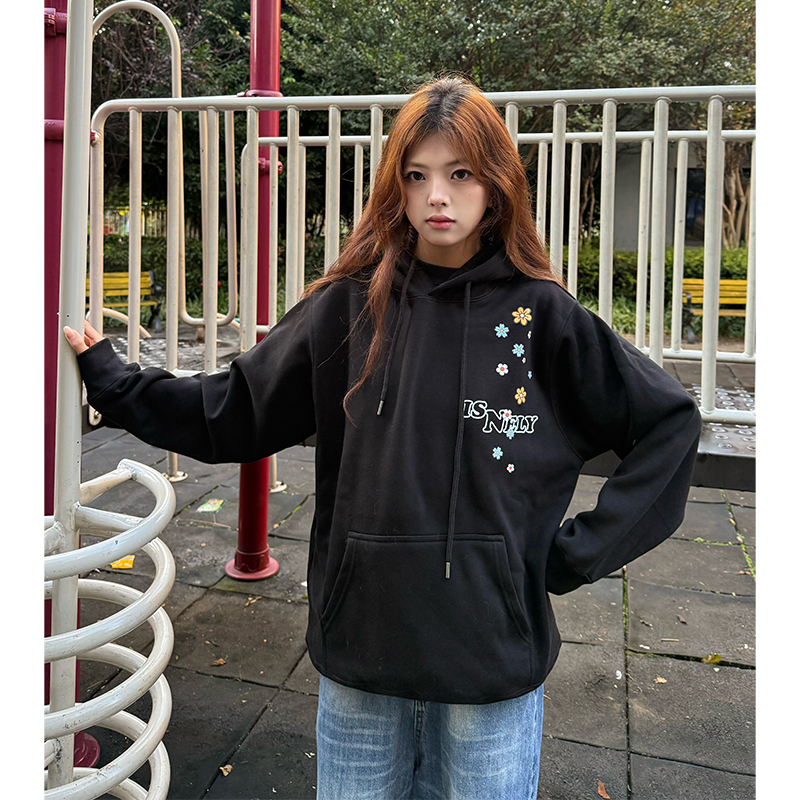 小尼力花卉潮牌连帽卫衣