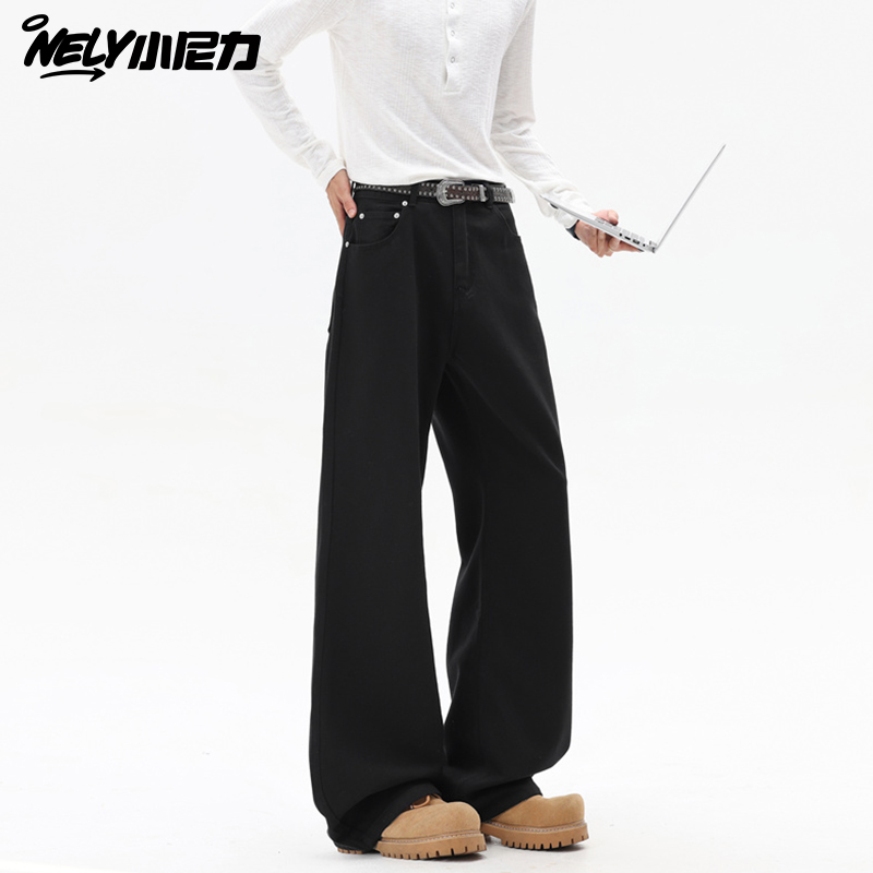 小尼力复古潮牌黑色长裤