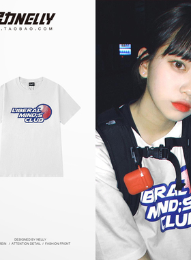 2025新款夏装白色纯棉宽松T恤男女短袖ins国潮嘻哈半袖怪味上衣