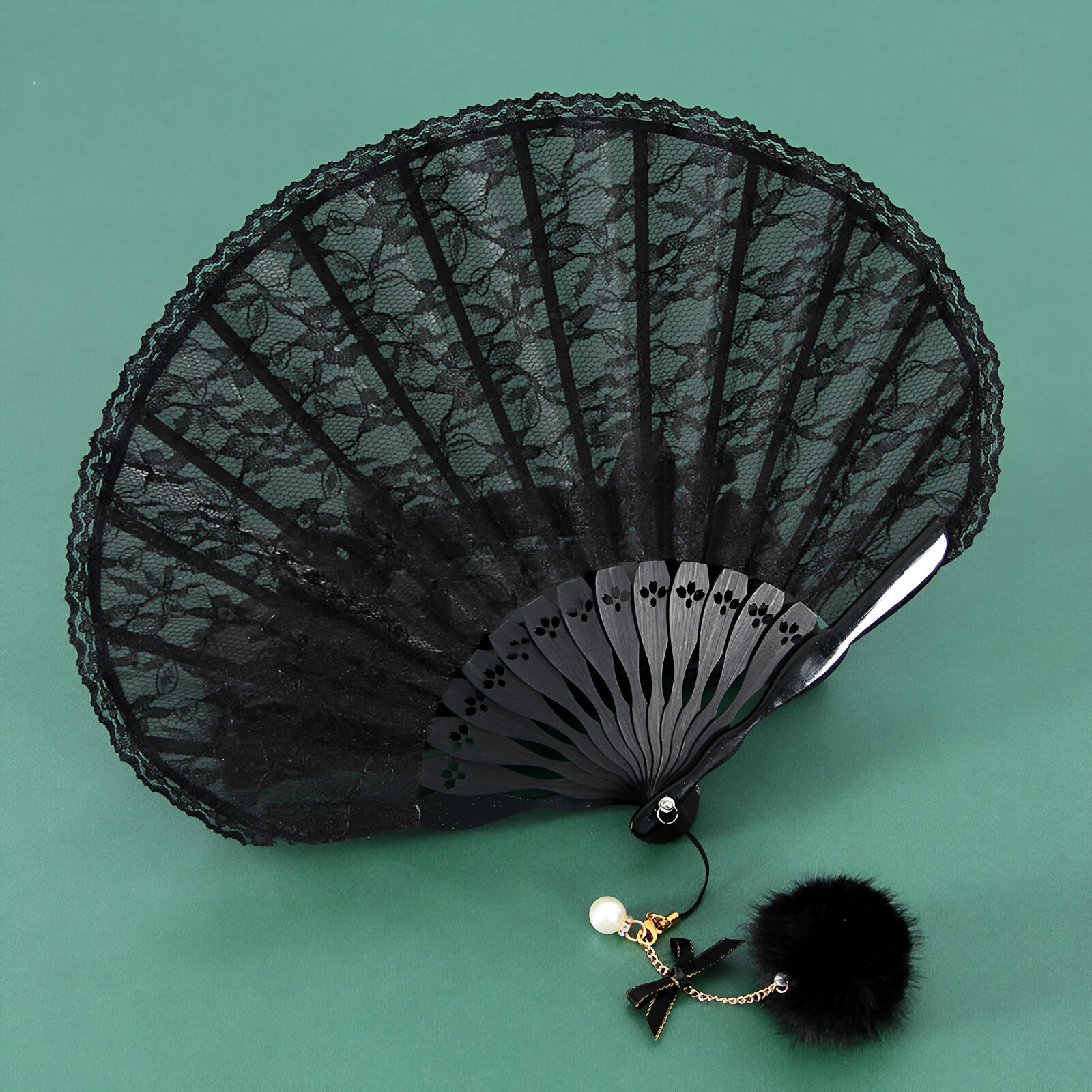 中国风小巧折叠扇女士旗袍蕾丝扇古风折扇舞蹈扇夏季随身便携扇子