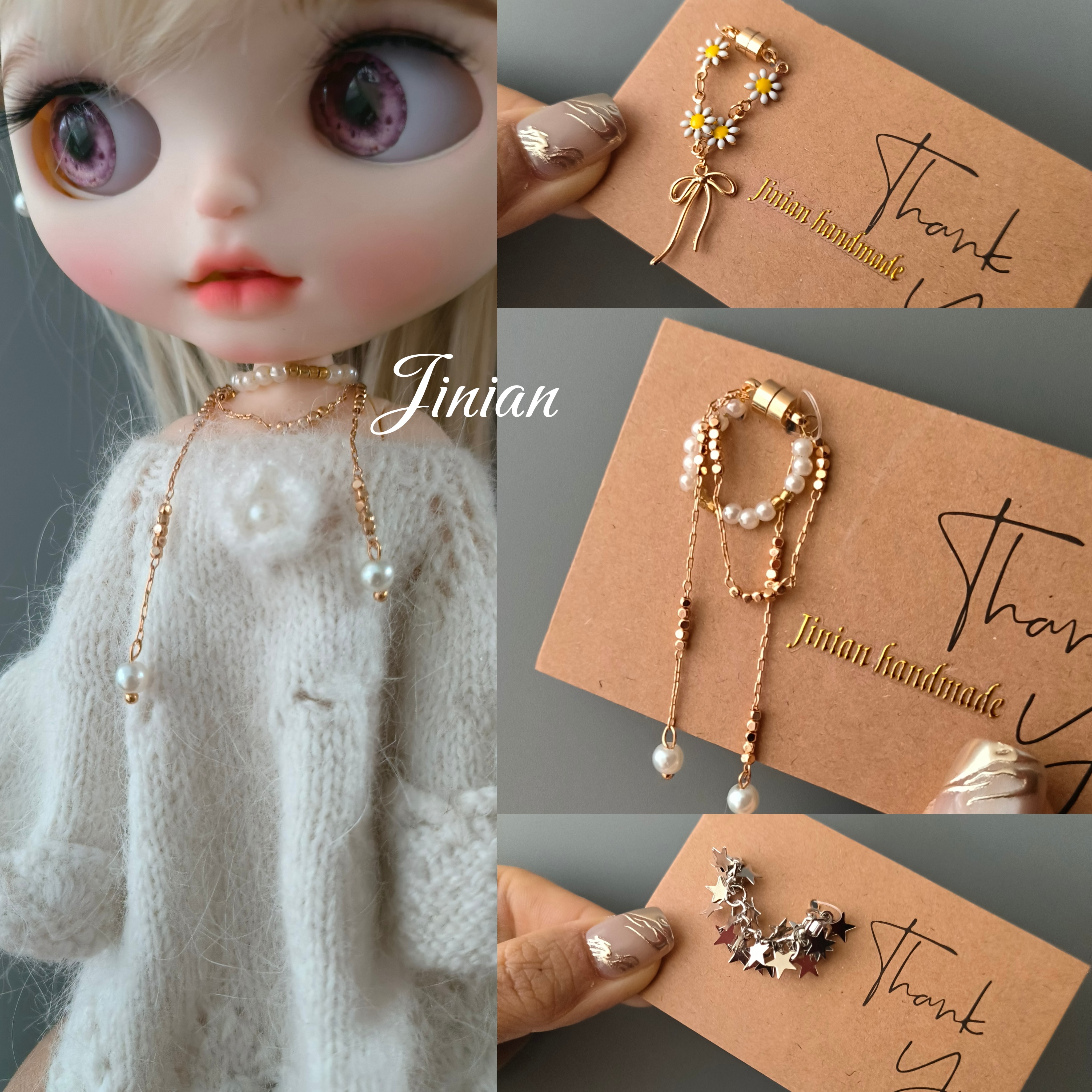 blythe流苏项链小布珍珠项链 娃娃劲链bjd项圈ob24项链bjd头饰