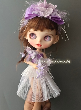 灵动仙美小布头饰blythe发饰发箍紫色薰衣草蝴蝶结发箍 zsiga头饰