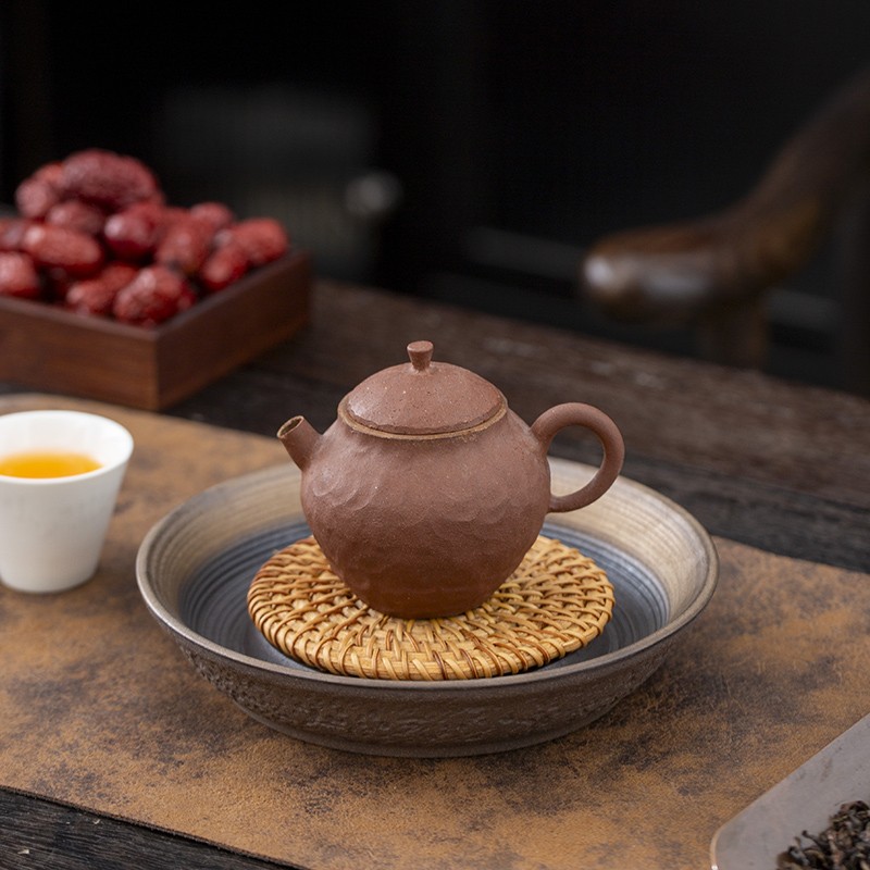 粗陶藤编壶垫壶承干泡台茶盘日式养壶紫砂壶储水底座壶托茶具套装