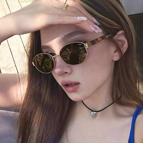金属椭圆小框太阳镜2025新款墨镜复古高级感太阳眼镜潮流拍照女士