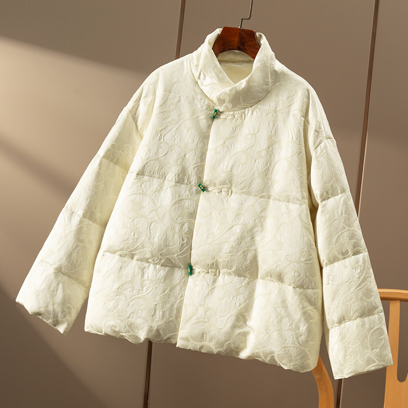 HH￥1590 秒！春天家 鼎流新中式缎面真丝+羊毛90鹅绒服女5V28