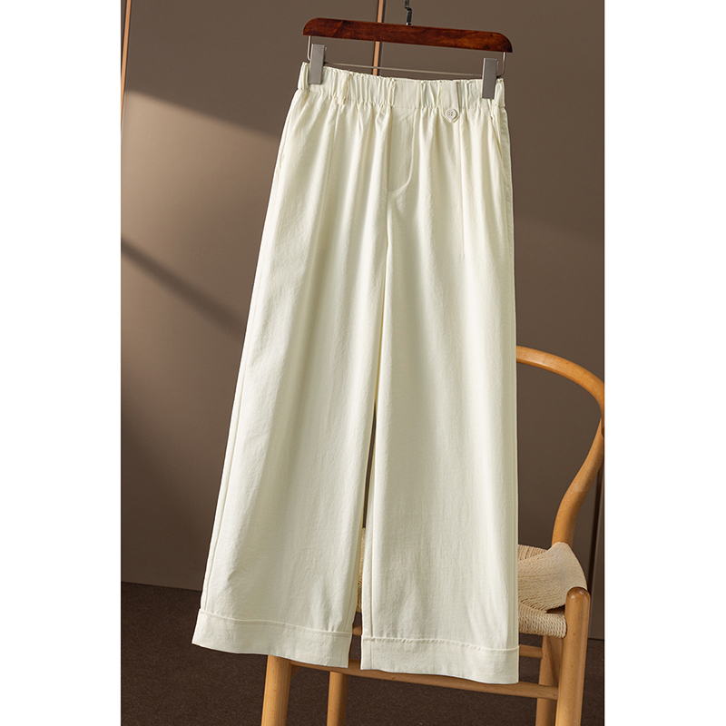 HH￥秒！春天家 外贸D显腿长宽松松紧高腰直筒阔腿九分裤女49C5