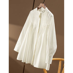 法柜早秋立体塔克褶圆领长袖 ￥499 秒 高格调 女9W87 衬衫