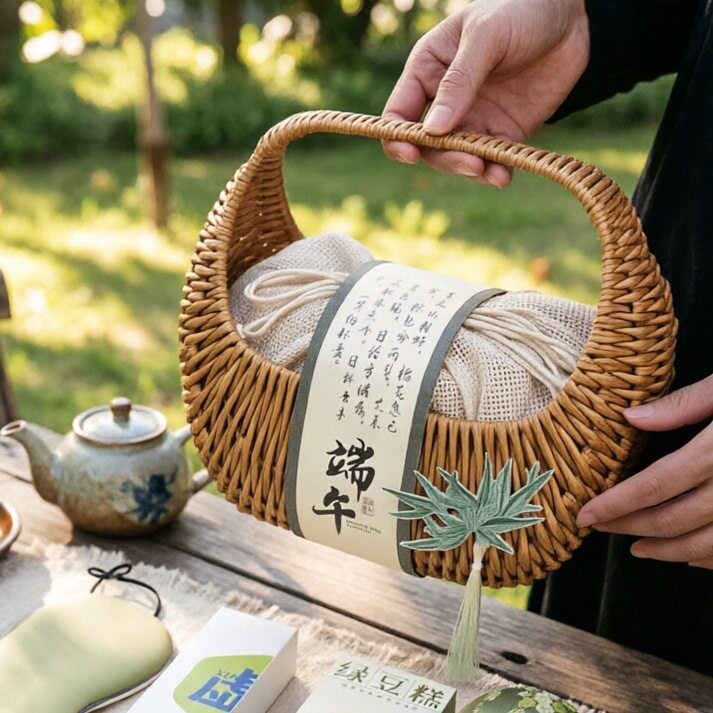 2026新款粽子包装盒礼盒咸鸭蛋肉粽端午节中式竹篮酒店单位礼品盒