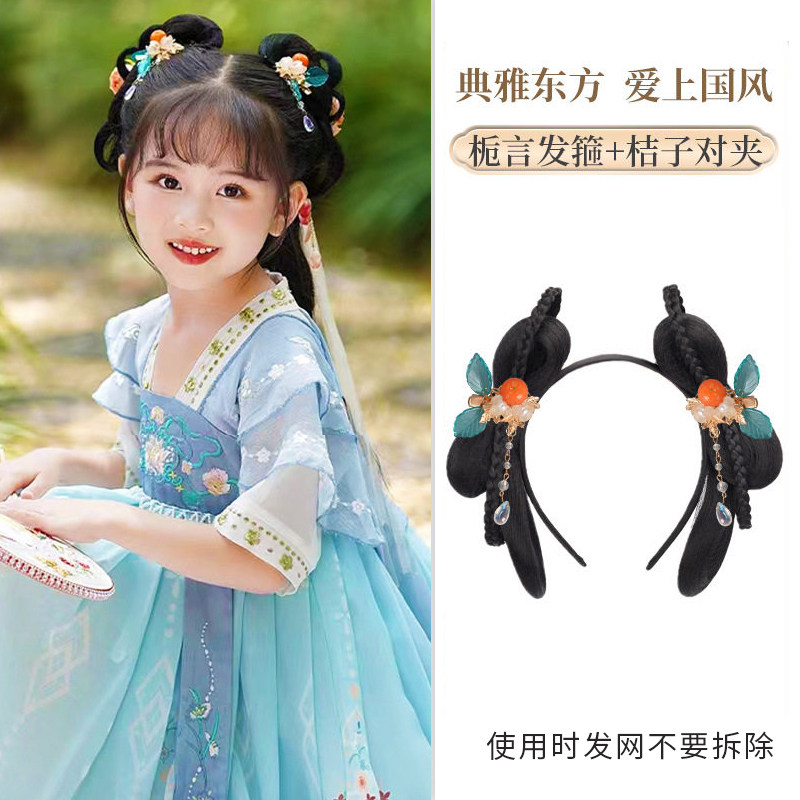 唐风造型垫发髻女童头饰假发包图片