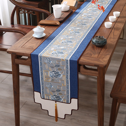 新中式桌旗高端刺绣布艺