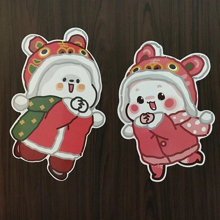 懒熊熊与兔蛮蛮定制款年画娃娃贴纸