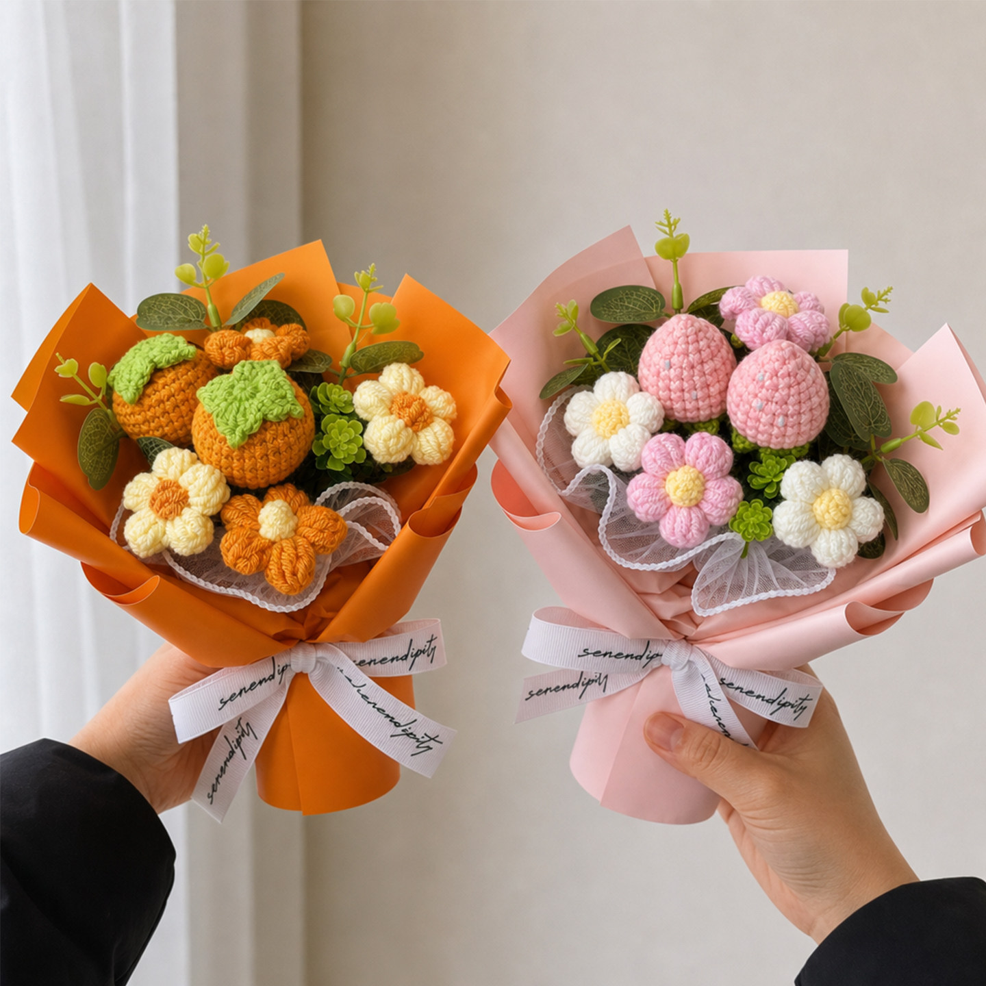 教师节礼物手工钩织小花束毛线编仿真花