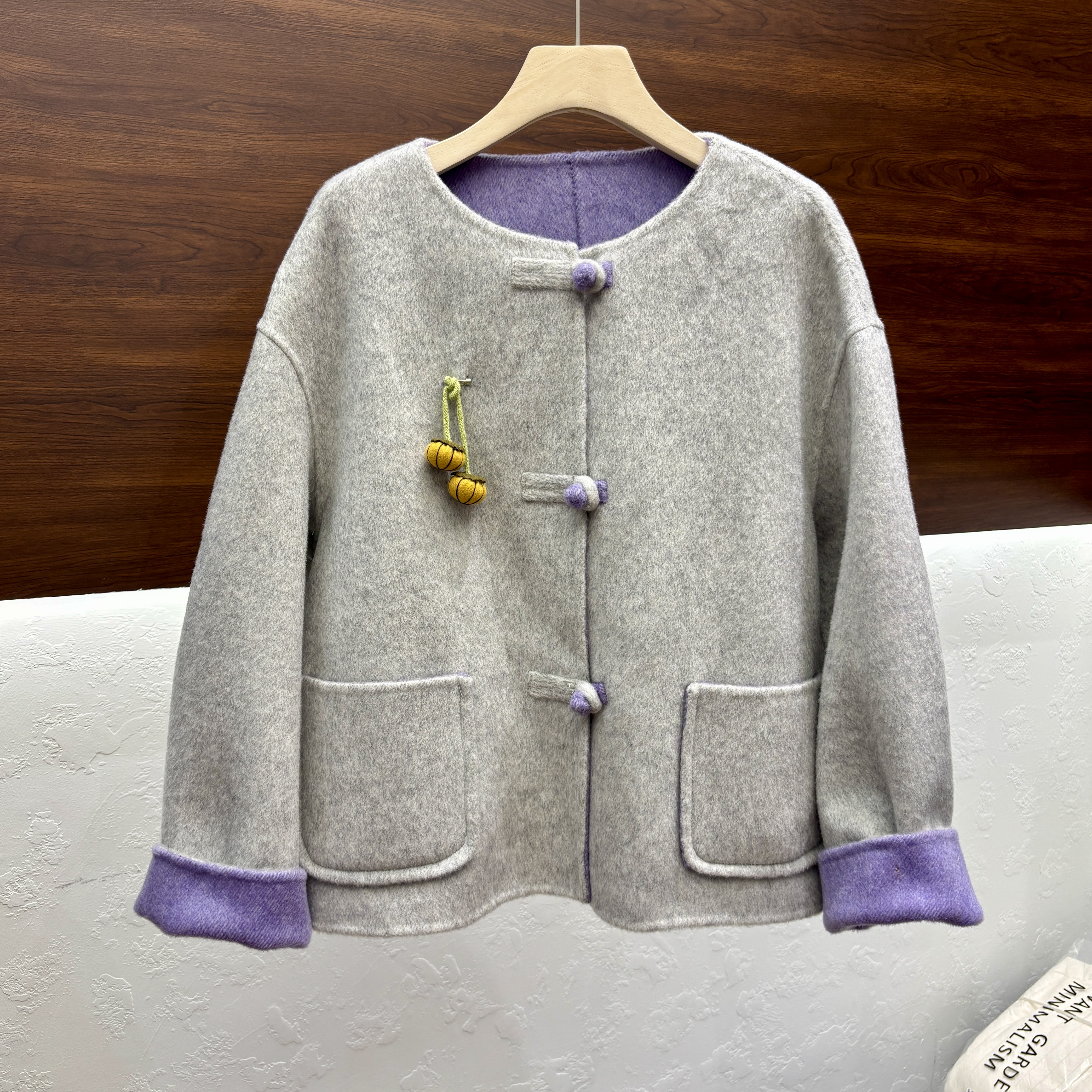 双面羊毛大衣短款女2025秋冬新款高端国风新中式羊毛呢小香风外套