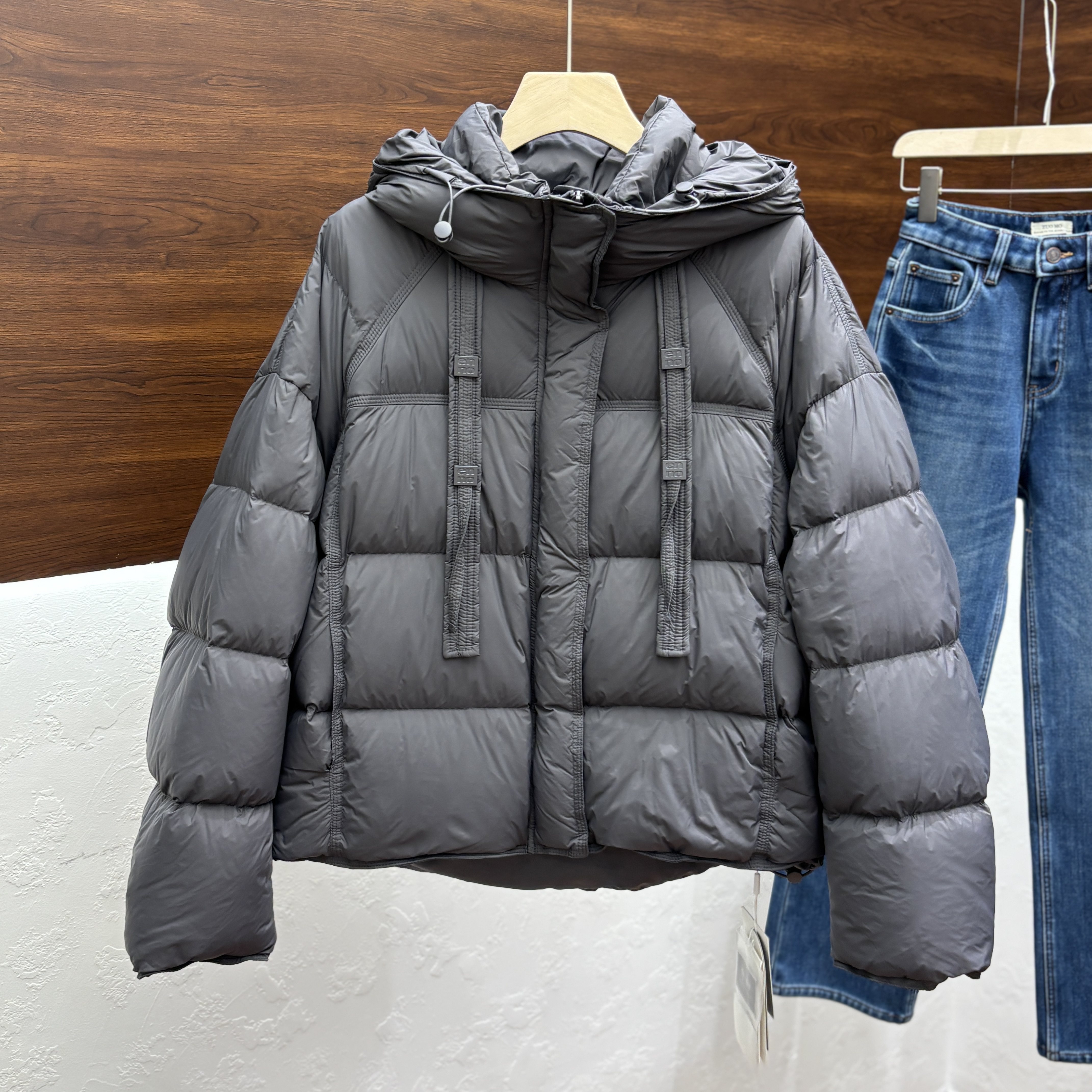 韩国HRF117冬新款连帽宽松显瘦泡芙加厚羽绒服女保暖90白鸭绒外套