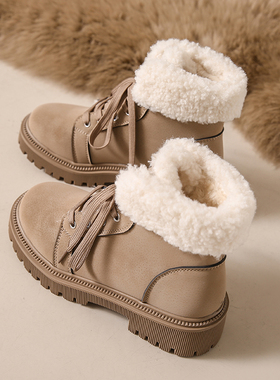 选颜色按文字】D2399 冷粘轻质雪地靴加绒保暖女马丁靴 货足主推