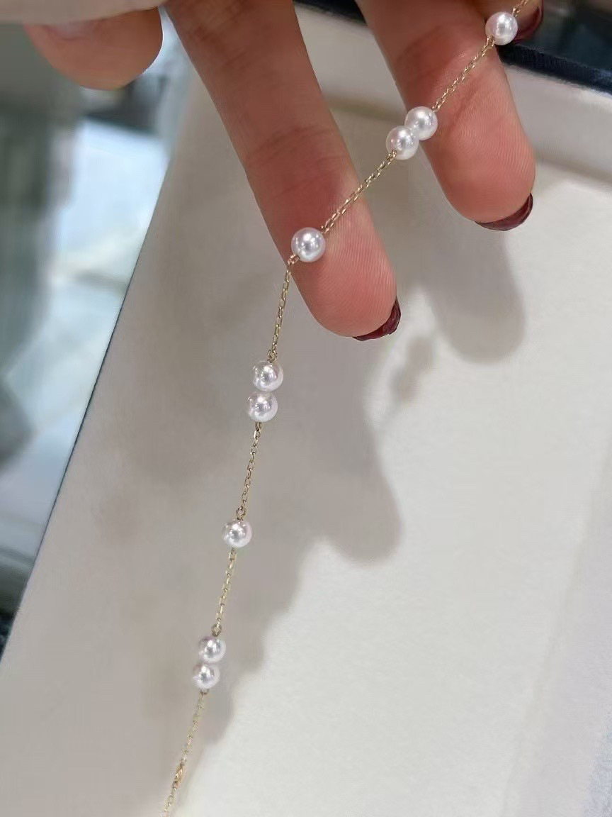 天然淡水珍珠满天星手链轻奢小众设计高级感4-5mm 极光淡水baby珠