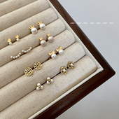 GGW 钛钢小巧皇冠珍珠螺丝拧扣耳钉316L超保色耳骨钉睡觉免摘耳环