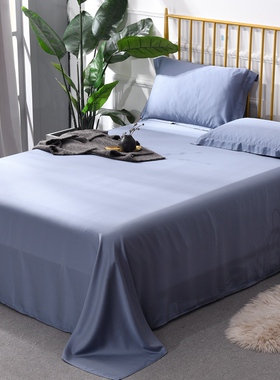 冰丝滑XS60天丝纯色床单单件纯棉全棉双人1.8/2.0m雪青紫色淡兰