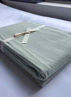 BO纯色床单单件纯棉全棉水洗棉双人单1.8床1.5淡绿色浅绿青绿水绿