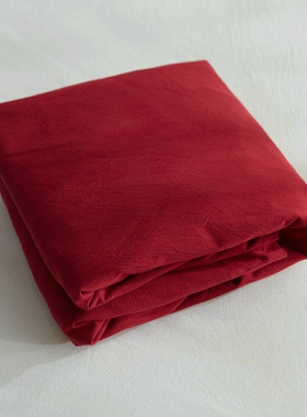 BO纯色床单单件纯棉全棉水洗棉双人单1.8床1.5深红色酒红枣红暗红