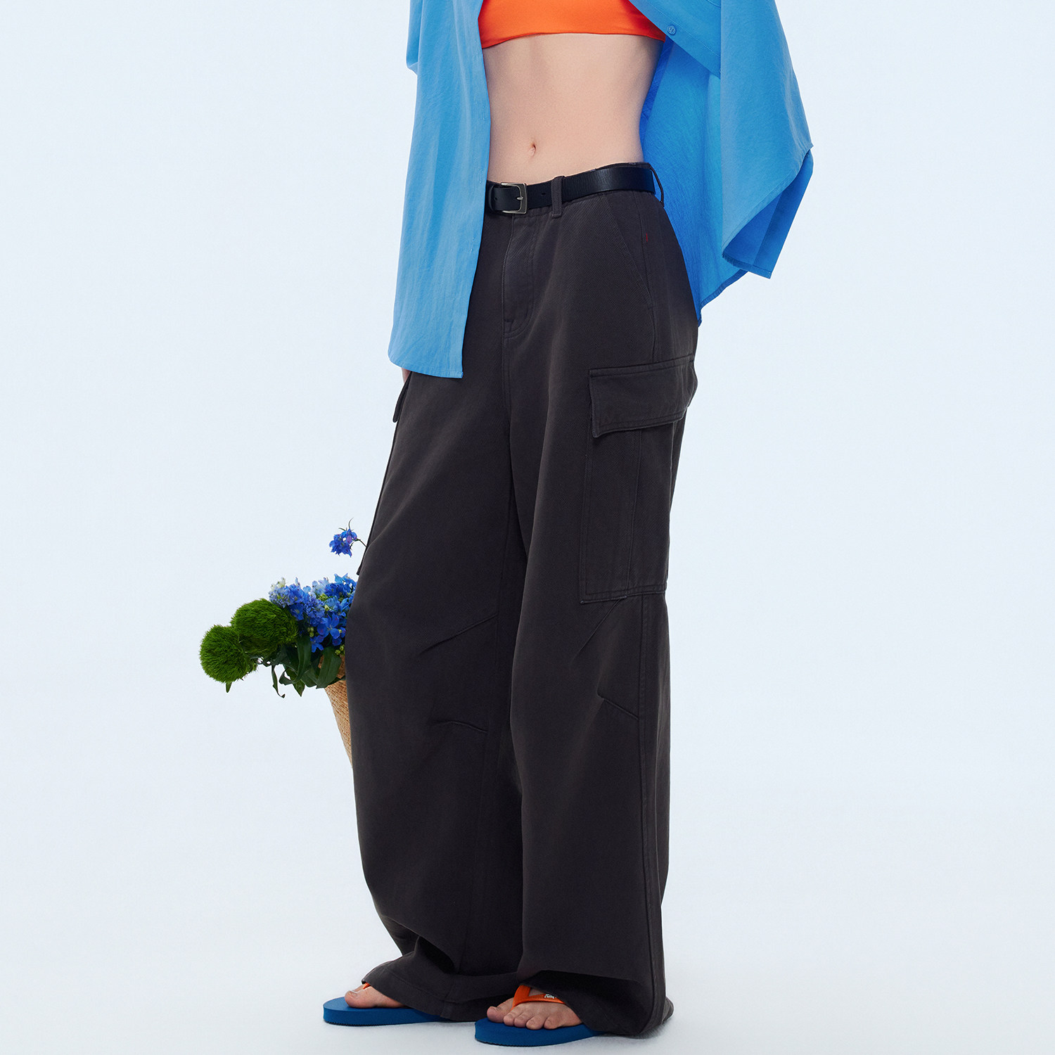 EN SUONOME/宽松做旧酵素水洗夏季柔软双兜工装裤男女同款裤子