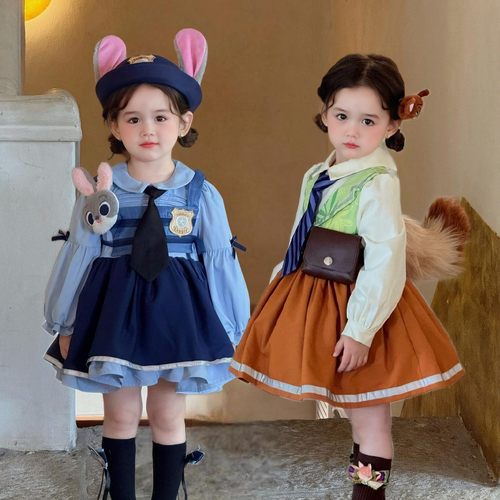 女童cos小兔子狐狸警官服公主裙