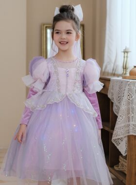 儿童节宝宝会发光的索菲亚礼服裙