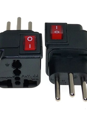 Wonpro稳不落瑞士标三圆接地万用转换插头带开关电源指示灯黑色