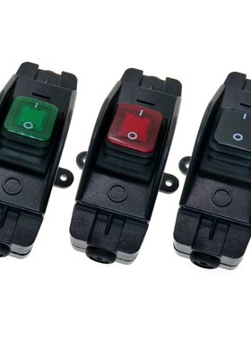 大电流功率防水IP65线上中途开关通用手捏按键船型红色220V 30A