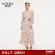 歌莉娅春季 新品 游牧腰果印花真丝顺纡绉连衣裙1F2L4K210