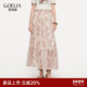 歌莉娅春季 新品 游牧腰果印花真丝顺纡绉半裙配发带1F2L2B100