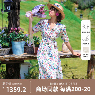 歌莉娅真丝茶歇法式 19姆米桑蚕丝气质裙子124R4K930 连衣裙女夏装