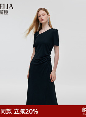 歌莉娅黑色连衣裙女夏时尚绝美好看设计感小黑裙子1C5L4HAX0