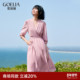 微胖显瘦V领时尚 歌莉娅法式 连衣裙气质女夏季 a字茶歇裙1A8C4K1Y0