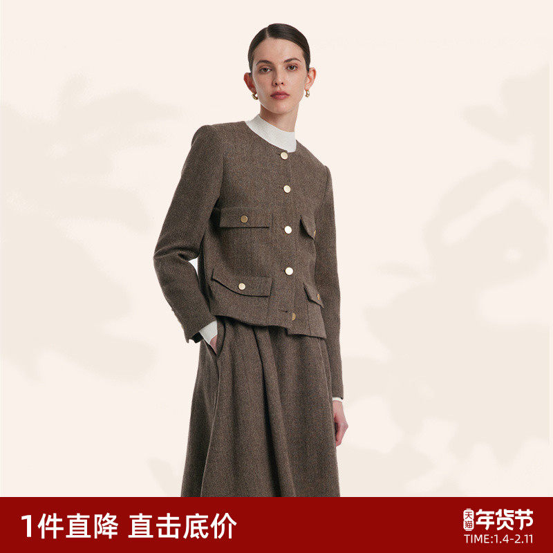 直降|歌莉娅小香风短外套秋季高级感水洗羊毛开衫上衣女,女装/女士精品,短外套,淘宝优惠券,粉丝福利购,淘宝优惠卷