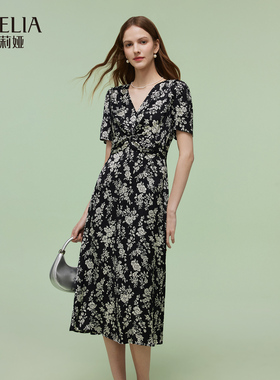 歌莉娅碎花连衣裙女夏2025新款法式独特漂亮扭结小裙子1E4L4K3R0