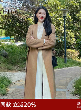 歌莉娅100%羊绒大衣女冬季高级感穿搭双面毛呢长款外套1CCL6N480