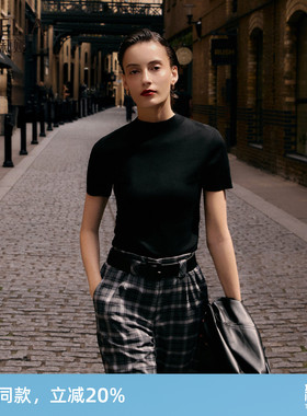 歌莉娅半高领修身上衣女新款秋季穿搭短袖T恤套头衫1E8C5G300