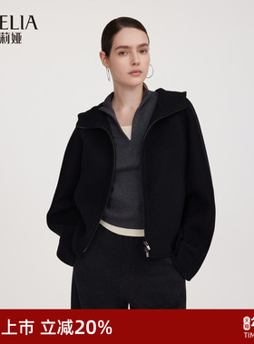 歌莉娅双面呢天丝羊毛连帽短款外套女冬季2025新款穿搭1EDL6E5NA