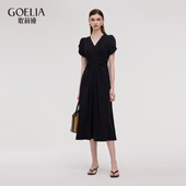 掐腰裙子赫本小黑裙 法式 歌莉娅连衣裙女夏季 大方得体穿搭新款