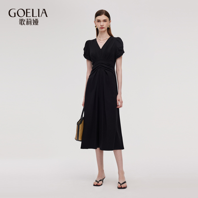 歌莉娅夏季法式黑色气质连衣裙女