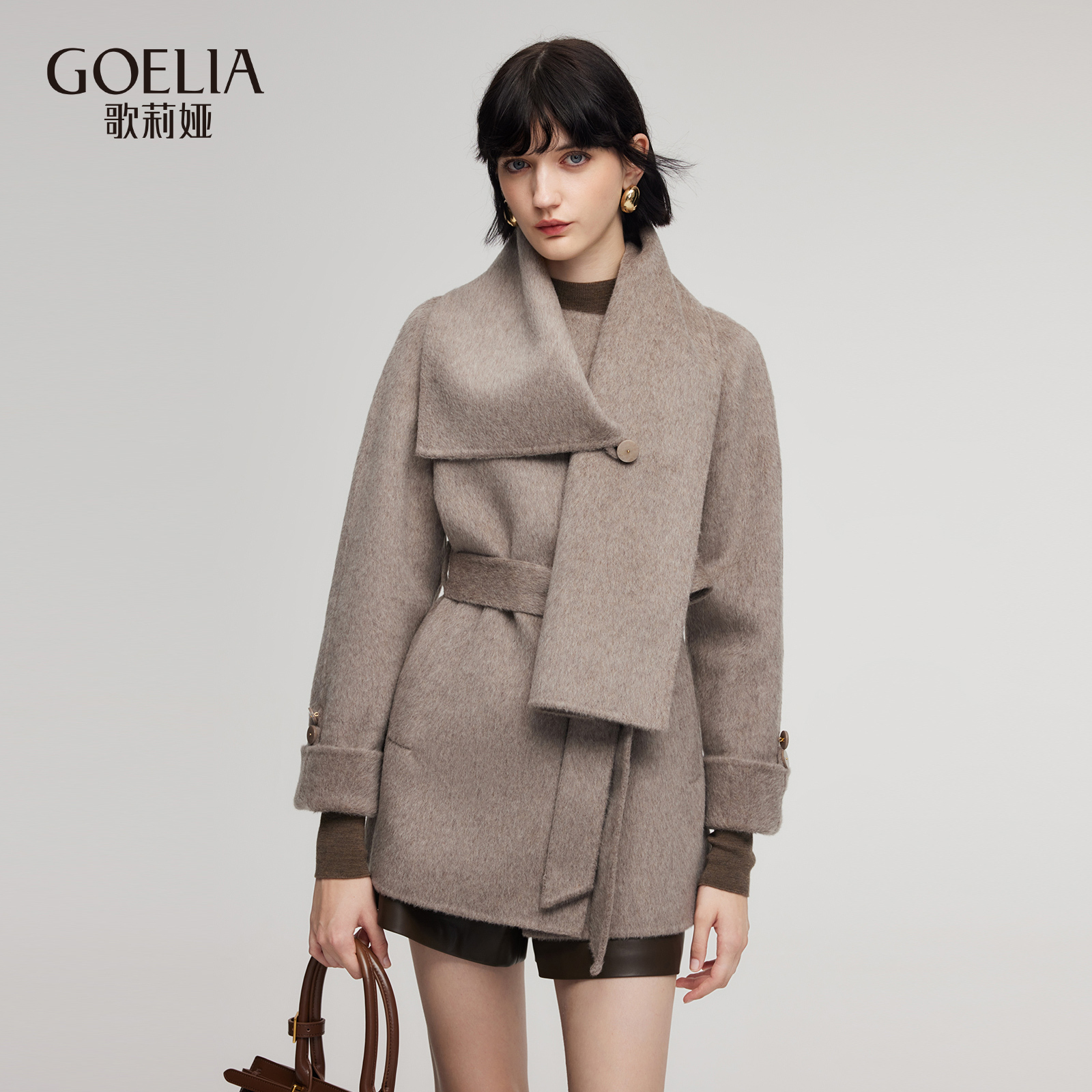 歌莉娅冬季羊毛大衣双面呢外套女