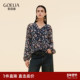 直降3折 歌莉娅真丝上衣女早秋流行穿搭桑蚕丝印花长袖