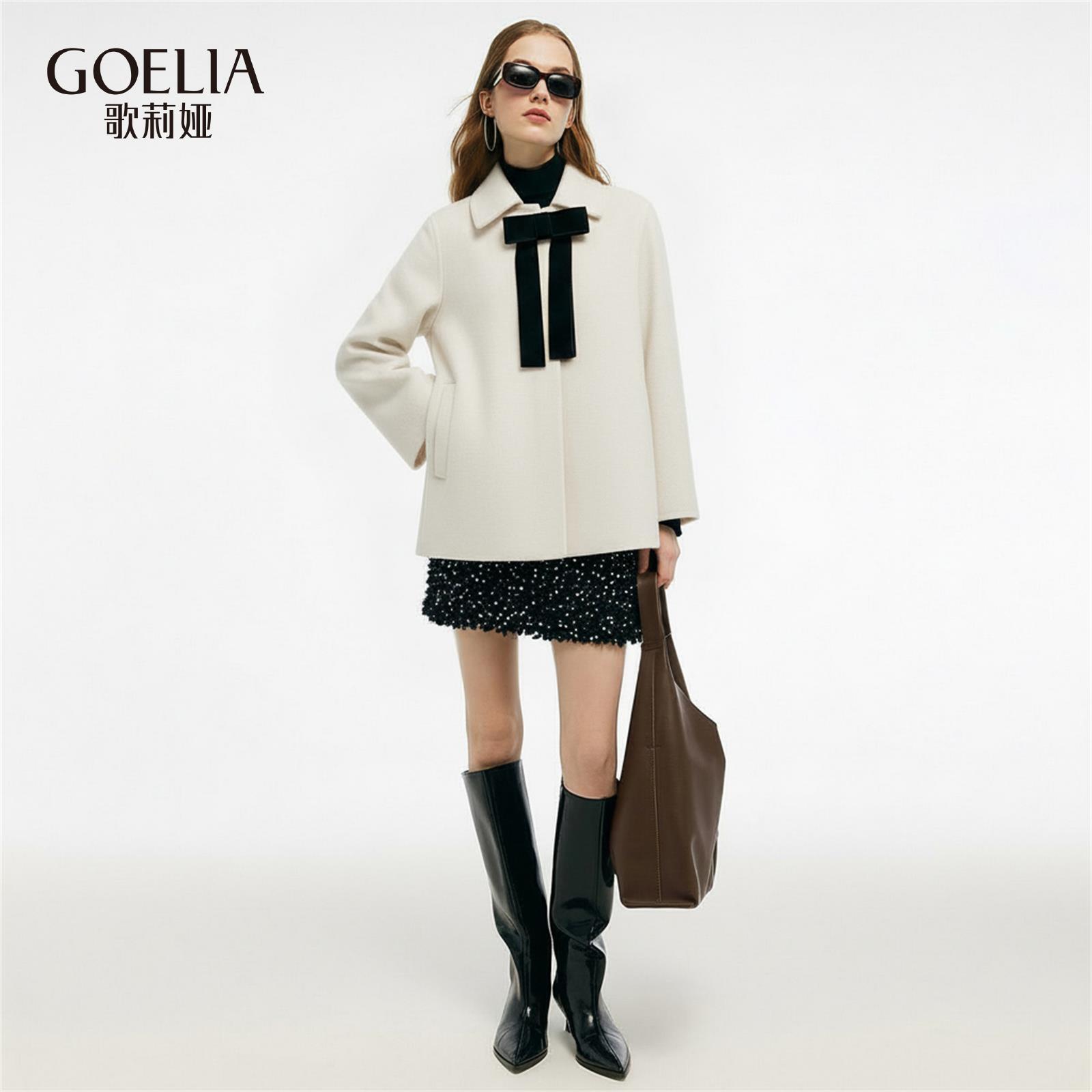 歌莉娅羊毛大衣女宽松毛呢外套